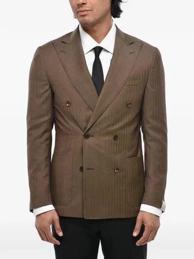 Corneliani Double-breasted Blazer In Blue