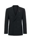 Corneliani Double-breasted Checked Blazer In Blue