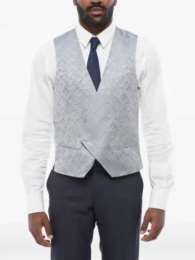 Corneliani Double-breasted Embroidered Waistcoat In Gray