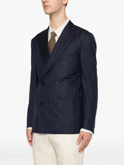 Corneliani Double-breasted Jacket In Blue