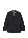 Corneliani Double-breasted Micro-check Jacket In Blue