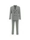 Corneliani Double-breasted Patch Pocket Suit In Green