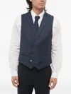 Corneliani Double-breasted Patterned Waistcoat In Blue