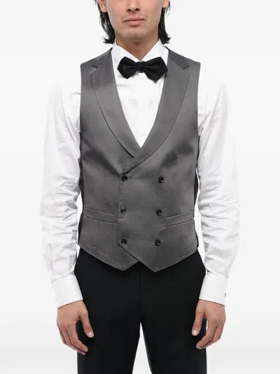 Corneliani Double-breasted Patterned Waistcoat In Gray