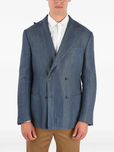 Corneliani Double-breasted Peak-lapel Blazer In Blue