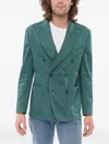 Corneliani Double-breasted Peak-lapel Jacket In Green