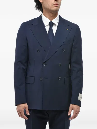 Corneliani Double-breasted Peak-lapel Suit In Blue
