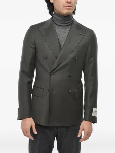 Corneliani Double-breasted Peak-lapels Blazer In Green