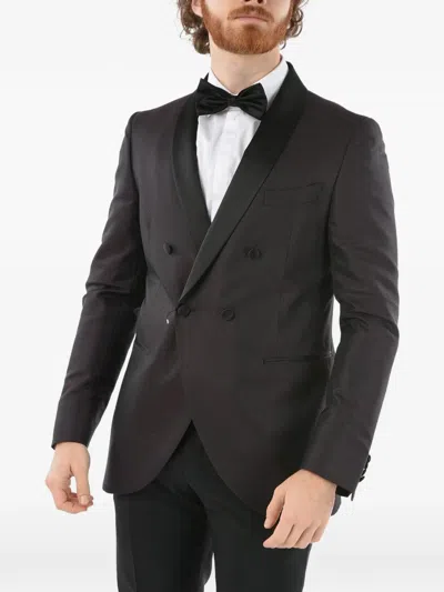 Corneliani Double-breasted Shawl-collar Blazer In Black