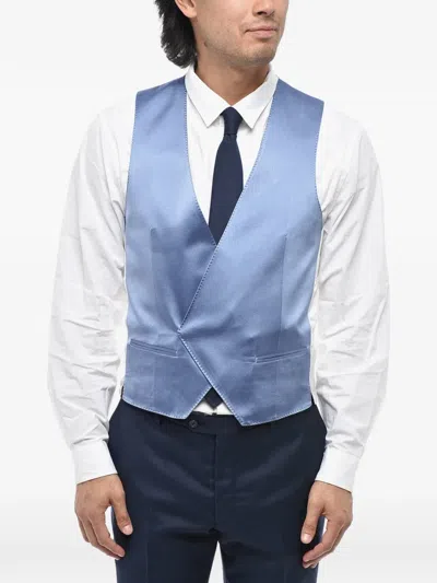 Corneliani Double-breasted Silk Waistcoat In Multi