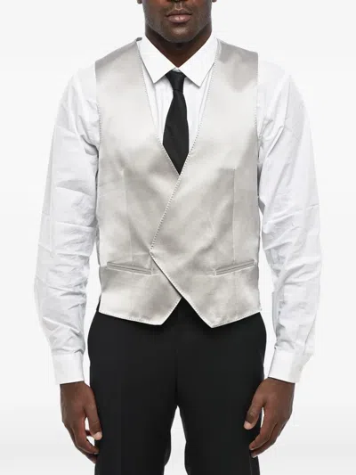 Corneliani Double-breasted Silk Waistcoat In Neutral