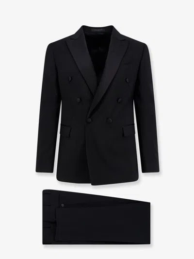 Corneliani Double-breasted Virgin Wool And Mohair Tuxedo In Black