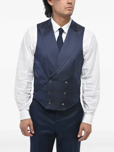 Corneliani Double-breasted Waistcoat In Blue