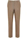 Corneliani Drawstring Linen Trousers In Brown