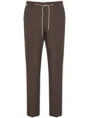 Corneliani Drawstring Linen Trousers In Brown