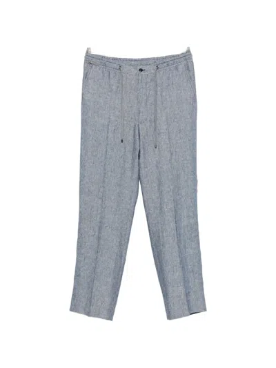 Corneliani Drawstring Straight-leg Trousers In Blue