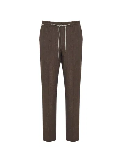 Corneliani Drawstring-waist Pressed-crease Trousers In Brown