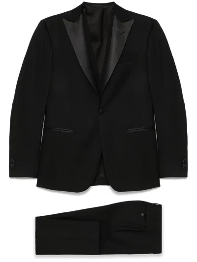 Corneliani Classic Tailored Black Suit With Notched Lapels