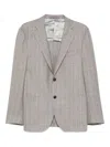 Corneliani Sophisticated Brown Suit With Pinstripe Detailing In Gray