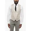 Corneliani Embroidered Silk Blend Vest 4 Buttons In Neutral