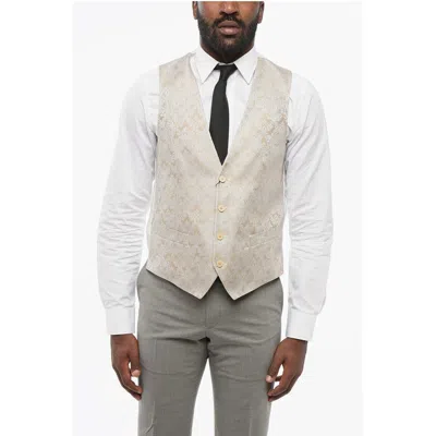 Corneliani Embroide Silk Blend Vest 4 Men's Buttons