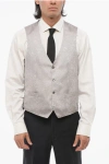Corneliani Embroidered 4 Buttons Academy Silk Vest With Jetted Pockets