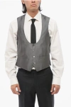 Corneliani Embroidered 4 Buttons Silk Vest With Jetted Pockets