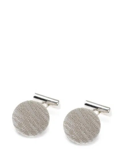 Corneliani Embroidered Cufflinks In Silver