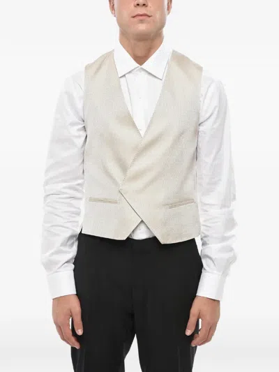 Corneliani Embroidered Double-breasted Waistcoat In Brown