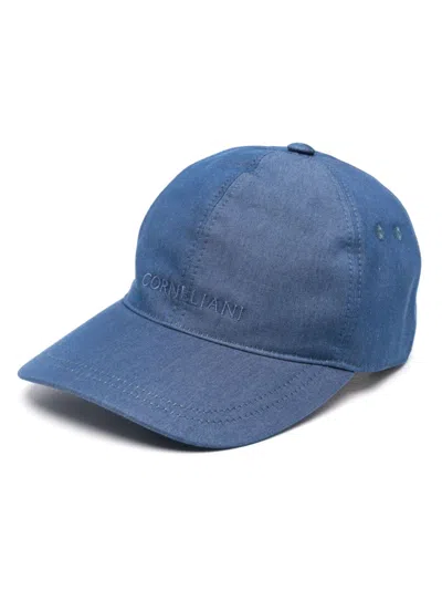 Corneliani Embroidered-logo Cap In Blue