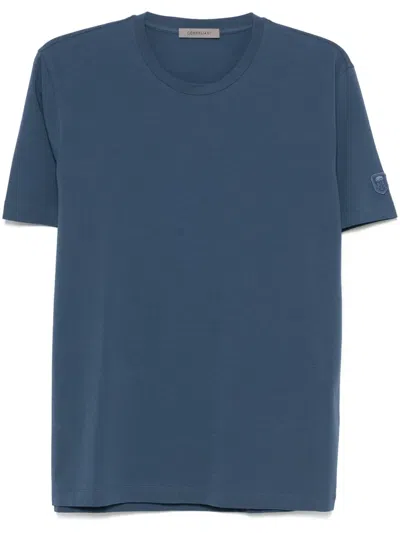 Corneliani Embroidered-logo T-shirt In Blue