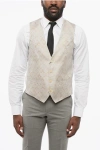Corneliani Embroidered Silk Blend Vest 4 Buttons In White