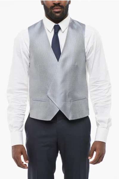Corneliani Embroidered Silk Double Breasted Vest With Jetted Pockets Grösse 50