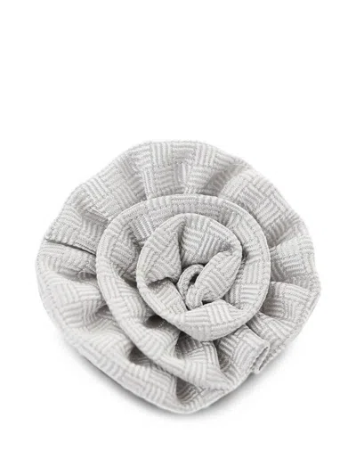Corneliani Embroidered Silk Lapel Pin In Silver