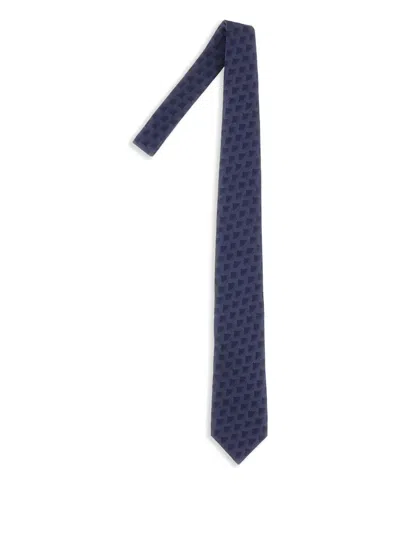Corneliani Embroidered Silk Tie In Blue