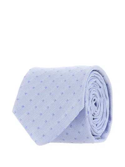 Corneliani Embroidered Silk Tie In Blue