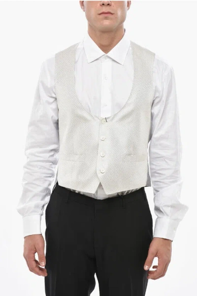 Corneliani Embroidered Silk Waistcoat In White
