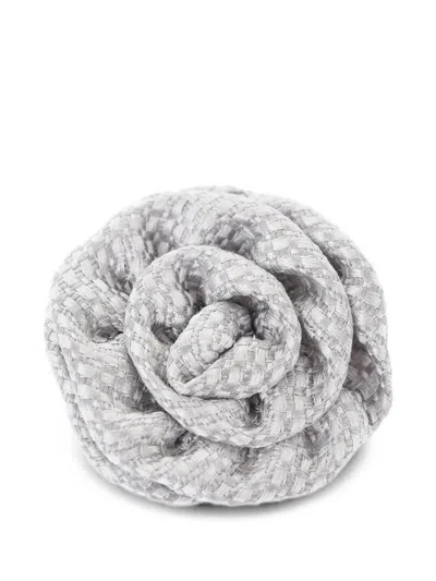 Corneliani Embroidered Silk-lapel Pin In Gray