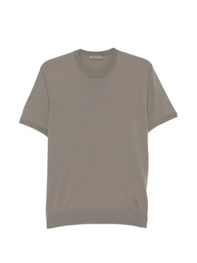 Corneliani Embroidered-logo T-shirt In Gray