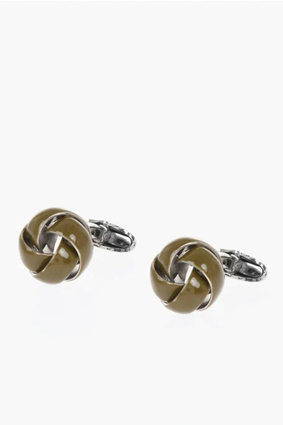 Corneliani Enameled Brass Cufflinks With Knot Design