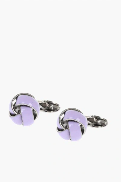 Corneliani Enameled Brass Cufflinks With Knot Motif