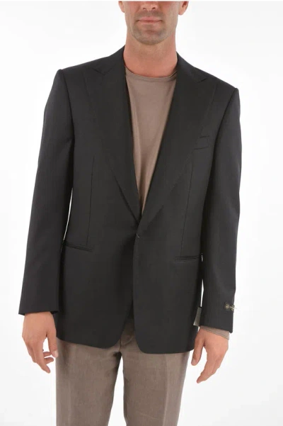 Corneliani Extrafine Virgini Wool Mantua Blazer With Peak Lapel And Jet In Black