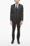 Corneliani Melange Virgin Wool Suit With Flap Pockets