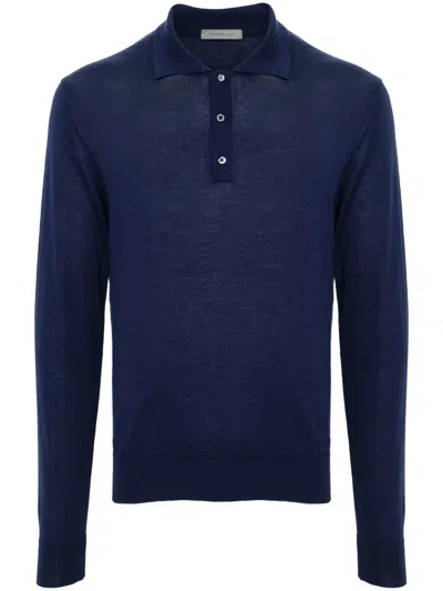 Corneliani Fine-knit Polo Shirt In 蓝色