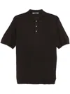 Corneliani Fine Knit Polo Shirt In Brown