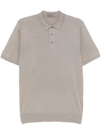 Corneliani Fine-knit Polo Shirt In Grey