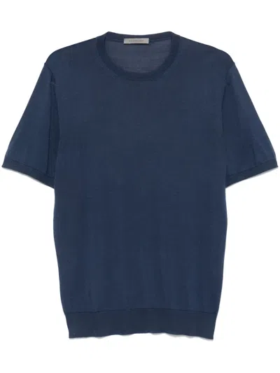 Corneliani Fine Knit T-shirt In Blue