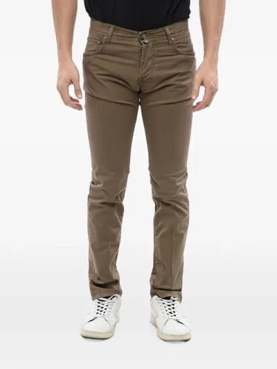 Corneliani Five-pockets Cotton Trousers In Brown