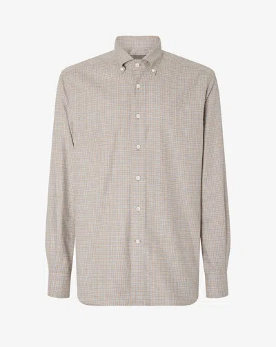 Corneliani Flannel Shirt With Brown/grey Check Pattern In Gray