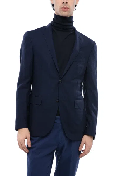 Corneliani Flap Pocketed Gate Slim Fit Blazer In Blue